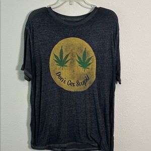 Lucky Brand Boyfriend T-Shirt Gray Don’t Get Stupid Smiley Face Hemp 420 Sz Med